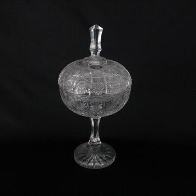 Lot #206: Vintage Bohemia Cut Crystal Pedestal Candy Dish