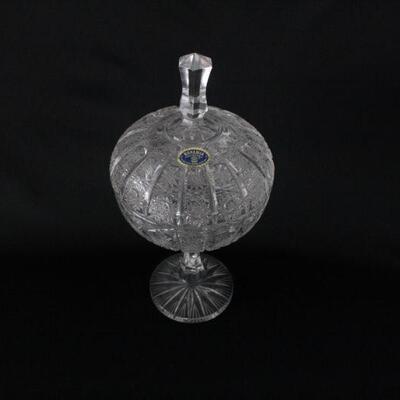 Lot #206: Vintage Bohemia Cut Crystal Pedestal Candy Dish