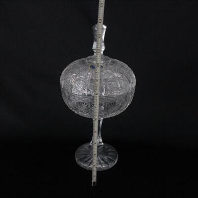 Lot #206: Vintage Bohemia Cut Crystal Pedestal Candy Dish