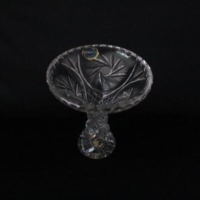 Lot #207: Vintage Bohemia Hand Cut Crystal Corset Vase Czech Republic