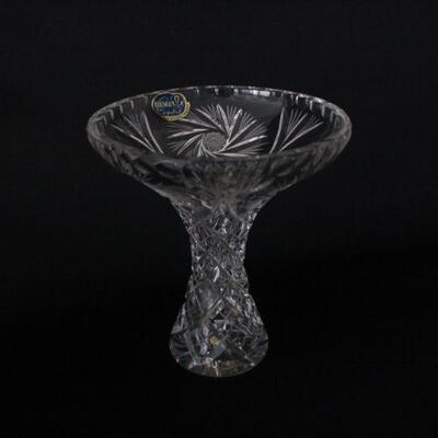 Lot #207: Vintage Bohemia Hand Cut Crystal Corset Vase Czech Republic