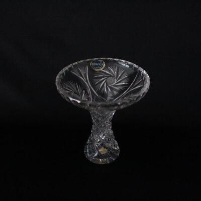 Lot #207: Vintage Bohemia Hand Cut Crystal Corset Vase Czech Republic