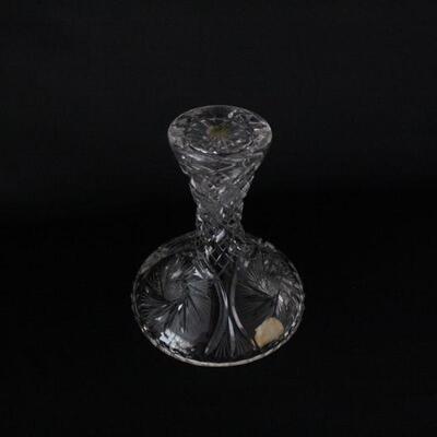 Lot #207: Vintage Bohemia Hand Cut Crystal Corset Vase Czech Republic