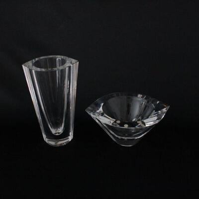 Lot #210: Orrefors Sweden Leaded Crystal Vase and Candy Dish