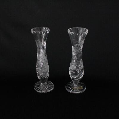 Lot #214: Vintage Cut Crystal Bud Vases Set