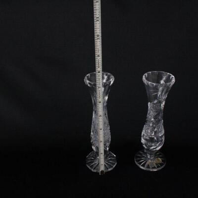Lot #214: Vintage Cut Crystal Bud Vases Set