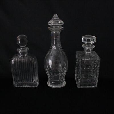 Lot #222: Set of 3 Vintage Glass Decanters 