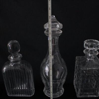 Lot #222: Set of 3 Vintage Glass Decanters 