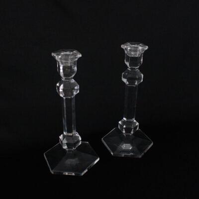 Lot #223: Set of Two Cut Crystal Candle Sticks 