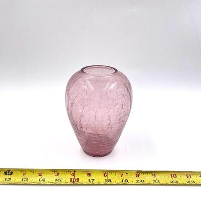 PURPLE CRACKLE GLASS VASE