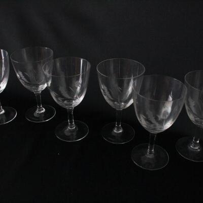 Lot #225: Vintage Etched Wine Glasses 