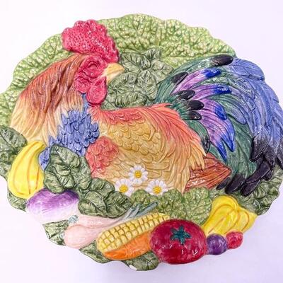 FITZ AND FLOYD HAND-PAINTED COUNTRY-STYLE DECORATIVE PLATES SET OF 2