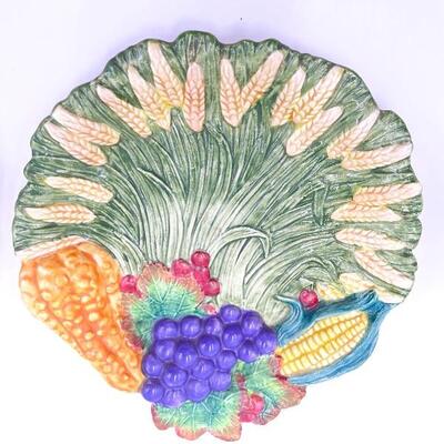 FITZ AND FLOYD HAND-PAINTED COUNTRY-STYLE DECORATIVE PLATES SET OF 2