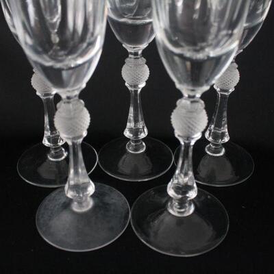 Lot #229: Clear Cut Crystal Floral Etched Goblets 