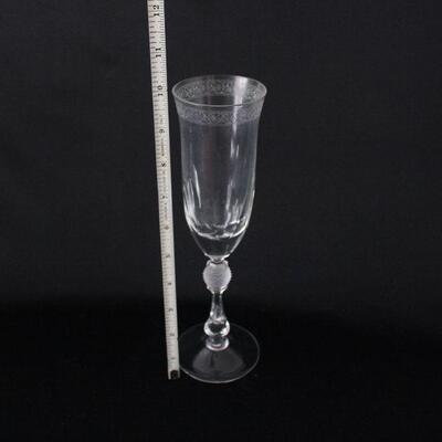 Lot #229: Clear Cut Crystal Floral Etched Goblets 