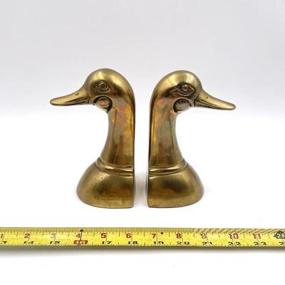 VINTAGE BRASS DUCK BOOKENDS
