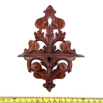 WOODEN CARVED FOLDING WALL SHELF