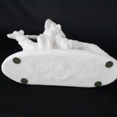 Lot #232: Art Deco Statue Lady with Borzoi Dogs 
