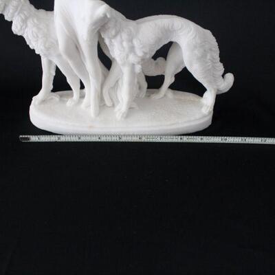 Lot #232: Art Deco Statue Lady with Borzoi Dogs 