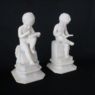Lot #236: Vintage Italian Studying Boy Marble Bookends Set
