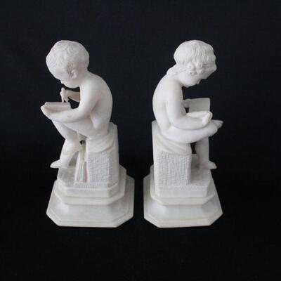 Lot #236: Vintage Italian Studying Boy Marble Bookends Set