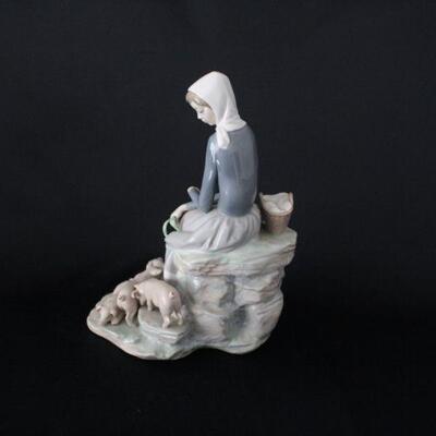 Lot #240: Lladro #4572 Girl with Piglets Porcelain Figurine