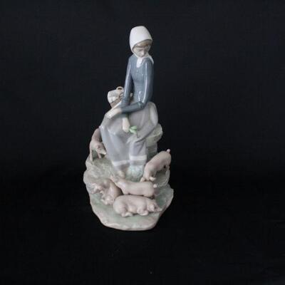 Lot #240: Lladro #4572 Girl with Piglets Porcelain Figurine