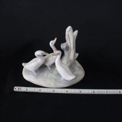 Lot #241: Lladro #A3500 #4549 Three Ducks & Girl Holding Duck Porcelain Figurines