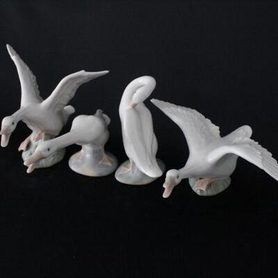 Lot #242: Lladro Set of 4 Geese Porcelain Figurines 