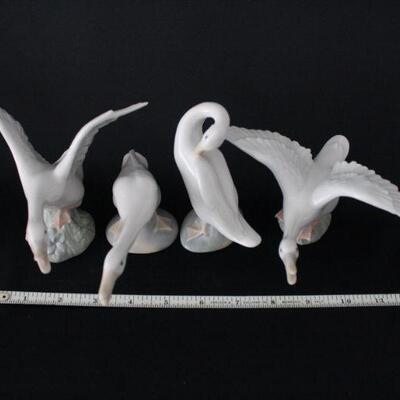 Lot #242: Lladro Set of 4 Geese Porcelain Figurines 