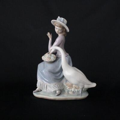 Lot #243: Lladro #3054 Girl Seated with Goose Porcelain Figurine
