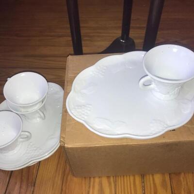 Lot 115B2: Plant Stand, Milk Glass Snack Sets and More