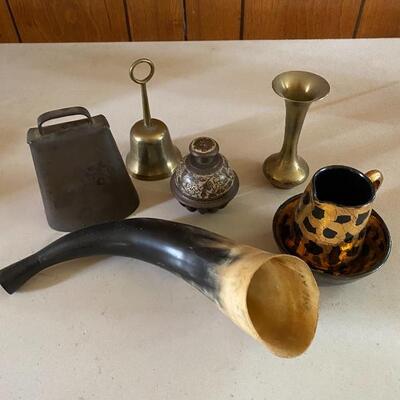 Lot 150: Vintage Collectibles: Matchholders Claw Bell, Cow Bell and More