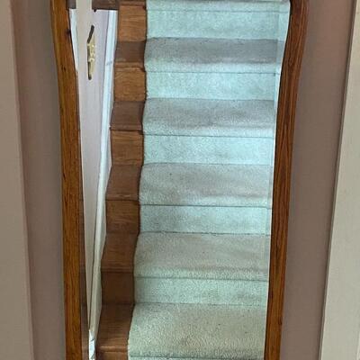 Lot 303: Antique Hallway Mirror and Stained Glass Piece