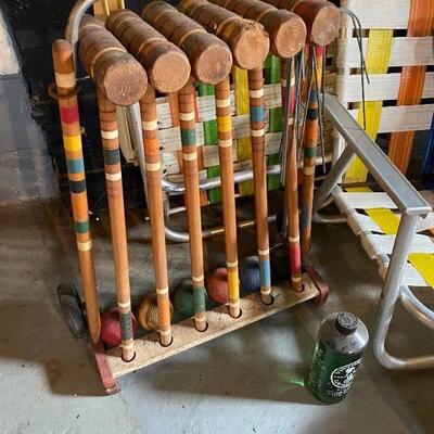 Lot 308: Croquet Set, Lawn Chairs, Flags and more