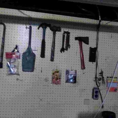 Lot 314: Basement Pegboard Tools