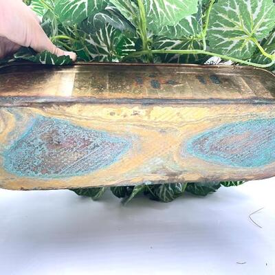 FAUX BEGONIA PLANT IN BRASS PLANTER