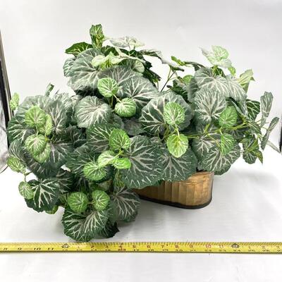 FAUX BEGONIA PLANT IN BRASS PLANTER