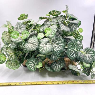 FAUX BEGONIA PLANT IN BRASS PLANTER