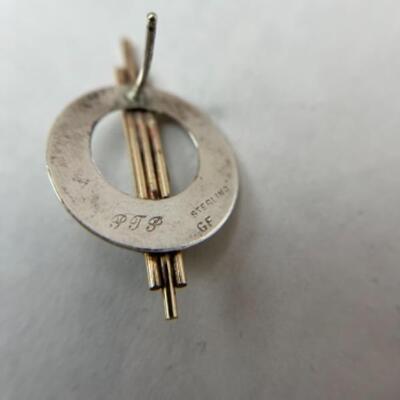 K649 Sterling Gold Filled and Amethyst Earring / Brooch Set   