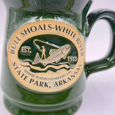 DENEEN POTTERY â€œBULL SHOALS-WHITE RIVER STATE PARK, ARKANSASâ€ GREEN MUG