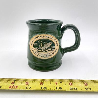DENEEN POTTERY â€œBULL SHOALS-WHITE RIVER STATE PARK, ARKANSASâ€ GREEN MUG