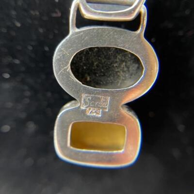 K651 Sterling Artisan Made Black and Gold Pendant/Necklace 