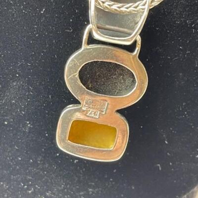 K651 Sterling Artisan Made Black and Gold Pendant/Necklace 