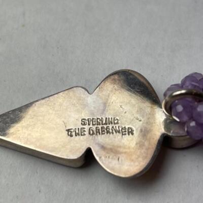 K653 Sterling Amethyst Druzy Quartz Necklace 