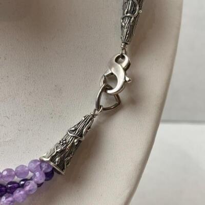 K653 Sterling Amethyst Druzy Quartz Necklace 