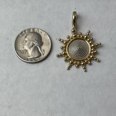 K654 14k Yellow Gold & Sterling Starburst Pendant 