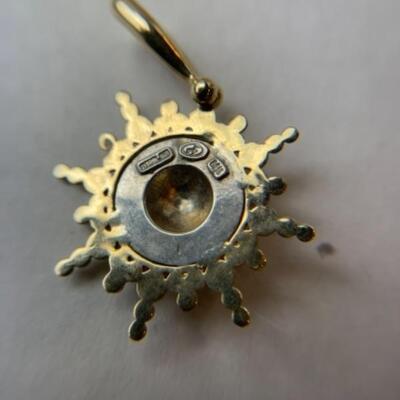 K654 14k Yellow Gold & Sterling Starburst Pendant 