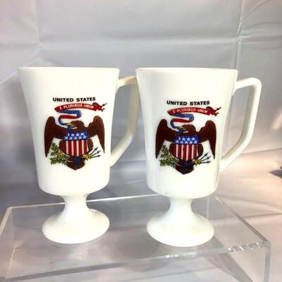 United States Seal Milk Glass Mugs