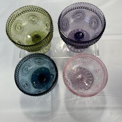 Patterened Colored  Glass Footed Dish